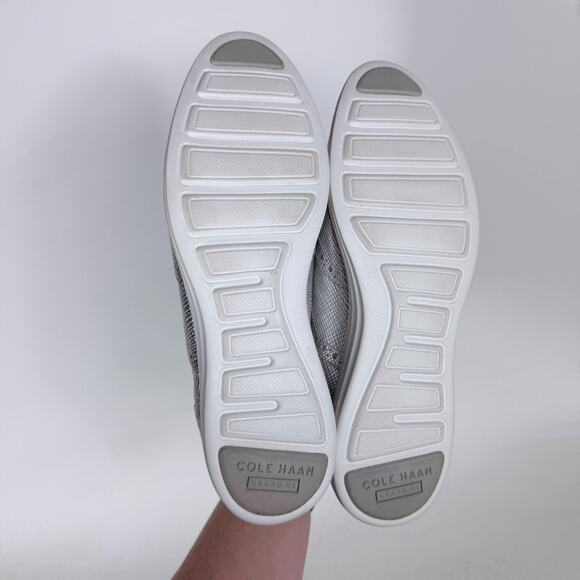 Cole Haan Grand.Os Oxford Shoes Womens 9 Metallic Silver Wingtip Lace-Up Comfort - Picture 8 of 10